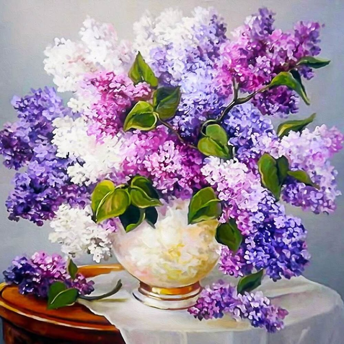 Diamond Painting Lavendel bloemen 60x60cm. (Volledige bedekking - Vierkante steentjes) diamondpainting inclusief tools