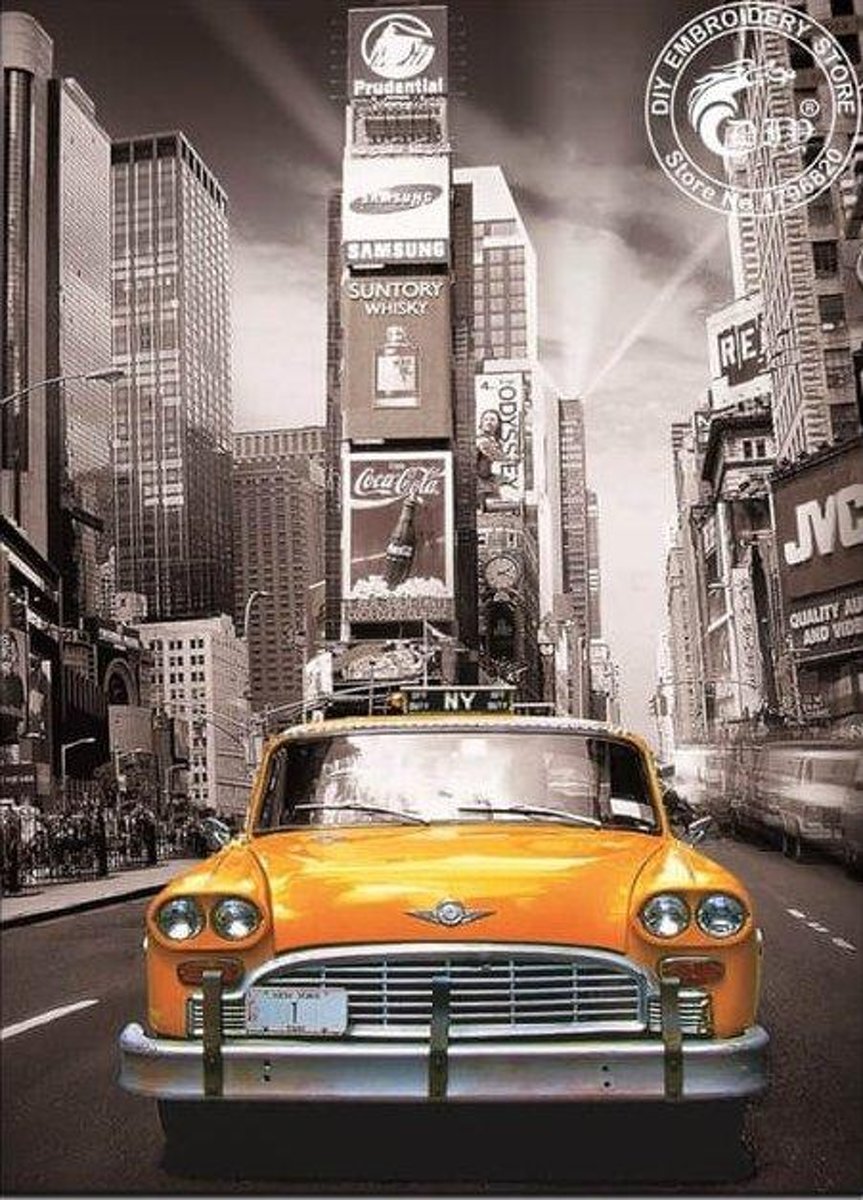 Diamond Painting New York Taxi 30x40cm. (Volledige bedekking - Vierkante steentjes) diamondpainting inclusief tools