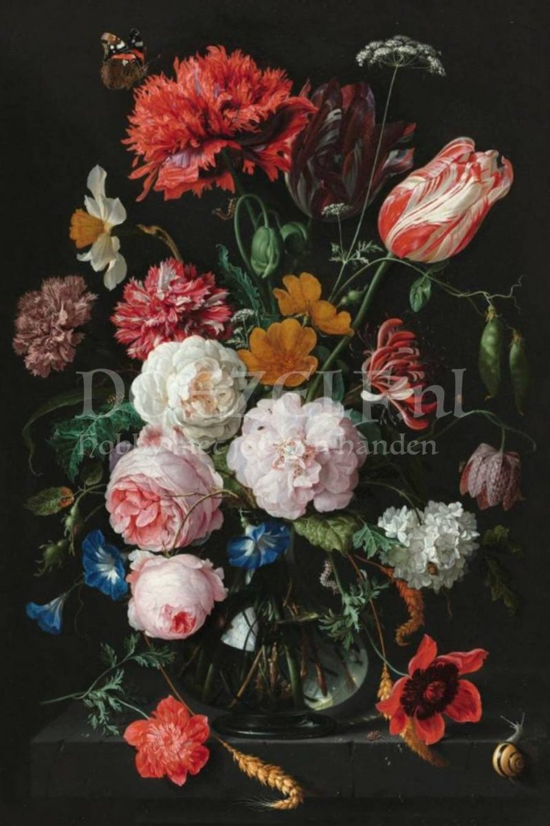 Stilleven met bloemen in een glazen vaas Diamond Painting 80x120 (Volledige bedekking - Vierkante steentjes)