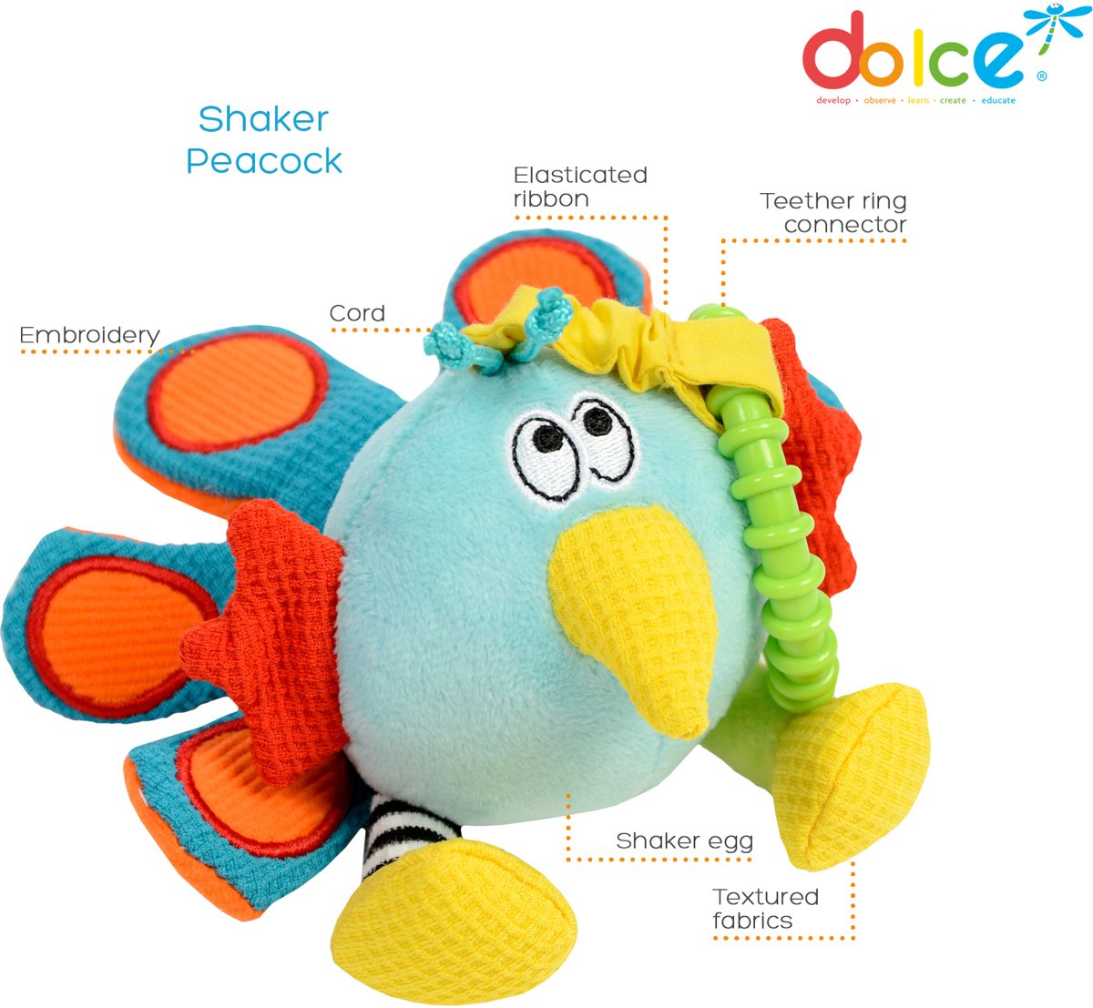 Dolce Toys Shaker Peacock