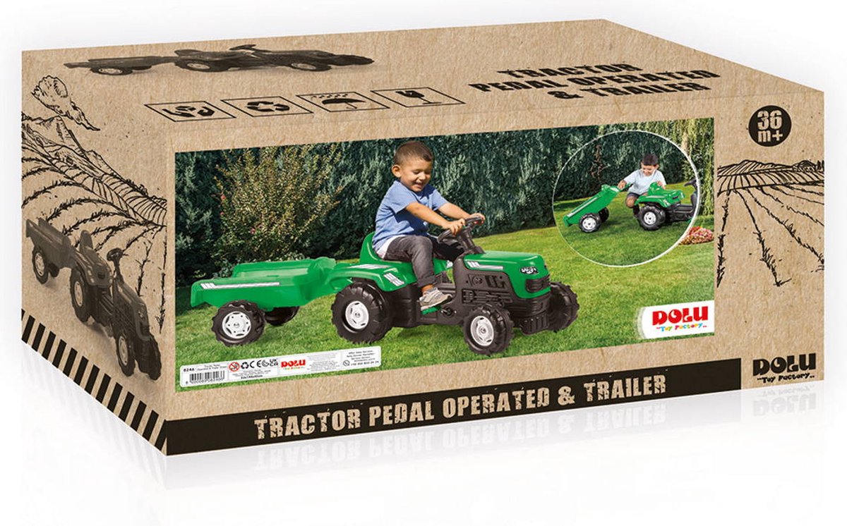 Dolu Ranchero Groen Traptractor met Aanhangwagen 8246