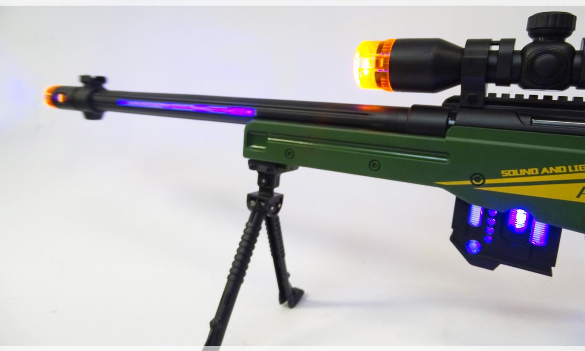 Speelgoed geweer met led lichtjes, trilling en schietgeluiden - scherpschutters - Sniper Rifle AWM 74.5CM (incl. batterijen)