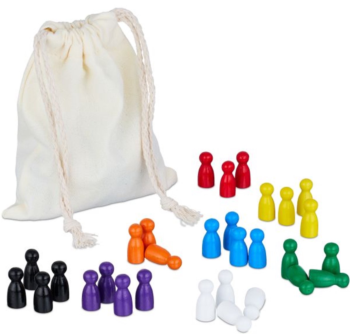  ® - Pionnen voor Bordspellen – Set van 160 Gekleurde Houten   met Opbergzakje