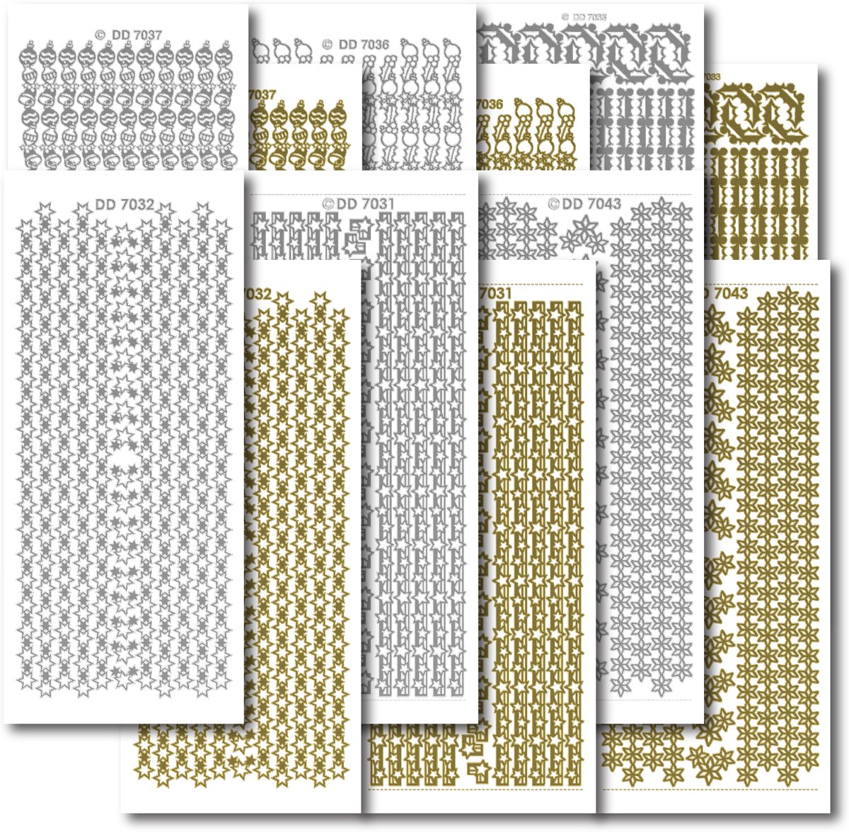  set Kerstranden, 12 stickervellen