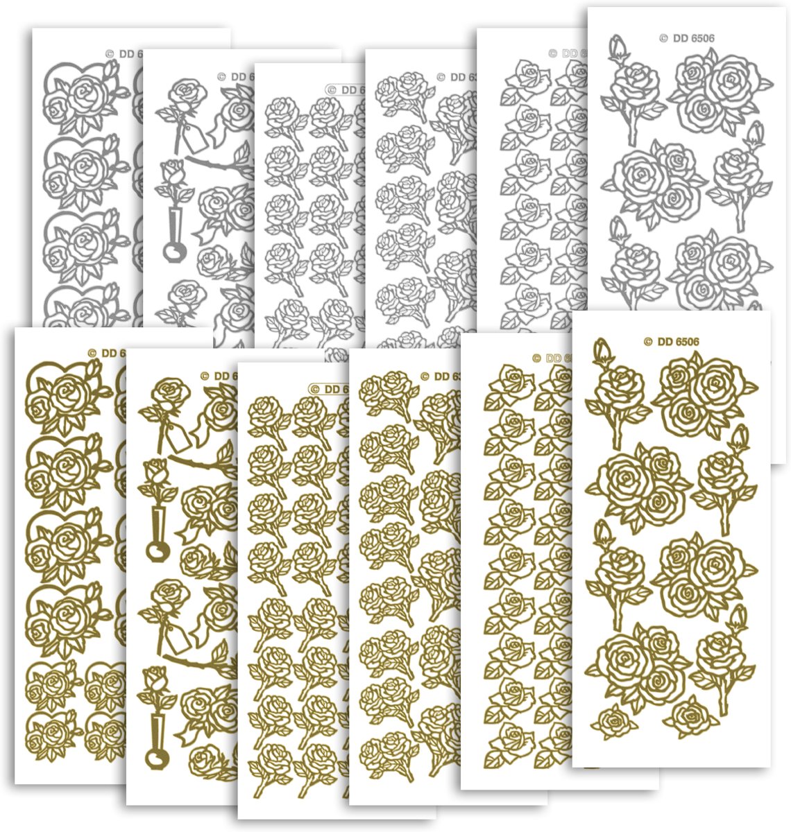  set Rozen, 12 stickervellen