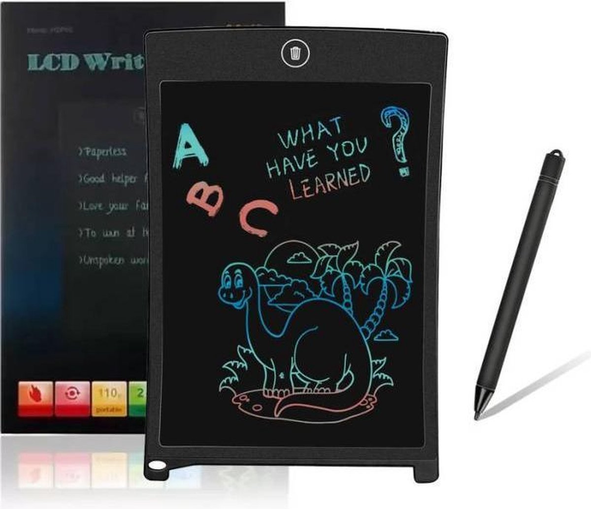 LCD-schrijftablet Kleurrijk elektronisch schrijven Tekening Doodle Bord Uitwisbaar Aukor 12-inch handschriftpapier Tekentablet voor kinderen Volwassenen thuis School ...