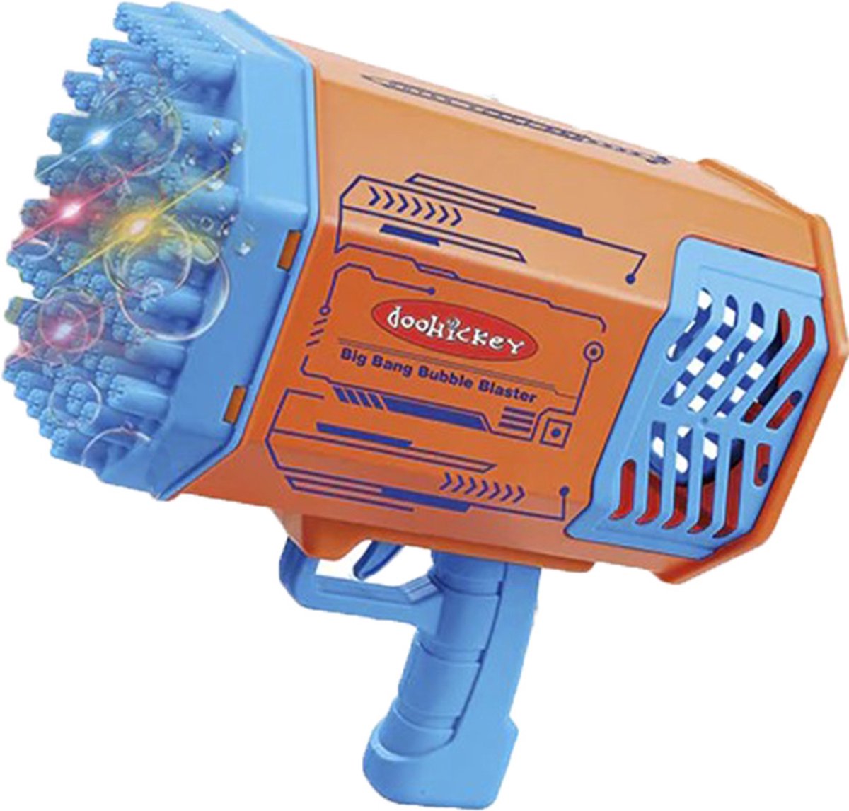 Bazooka Bubble gun, Bellenblaas pistool – blauw/geel - Bellenblazer - Bellenblaasmachine voor kinderen, volwassenen, feestjes en bruiloften – incl. batterij en oplader