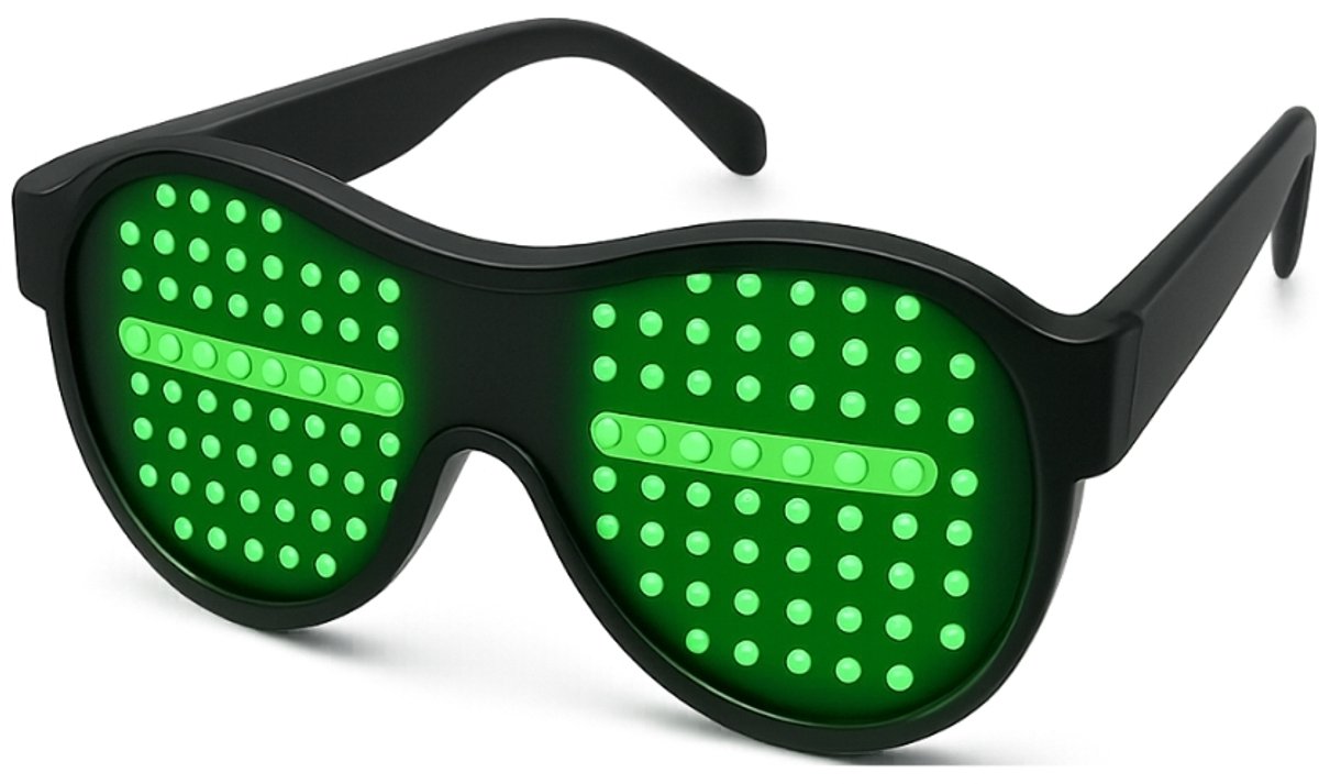 Doppler LED Partybril – Groen - Draadloze, Batterij-Aangedreven Feestbril - Techno Party Glasses - Men & Women - Lichtgevende Bril - Bril met LED verlichting - Bril met Licht - Perfect voor Feesten & Bruiloften & Koningsdag