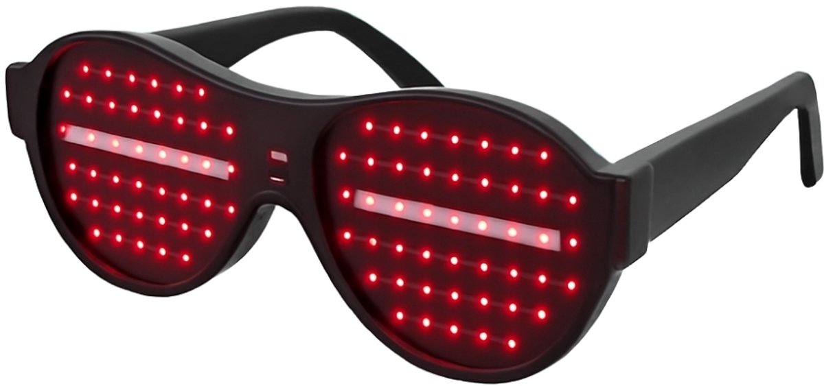   LED Partybril – Rood - Draadloze, Batterij-Aangedreven Feestbril - Techno Party Glasses - Men & Women - Lichtgevende Bril - Bril met LED verlichting - Bril met Licht - Perfect voor Feesten & Bruiloften & Koningsdag
