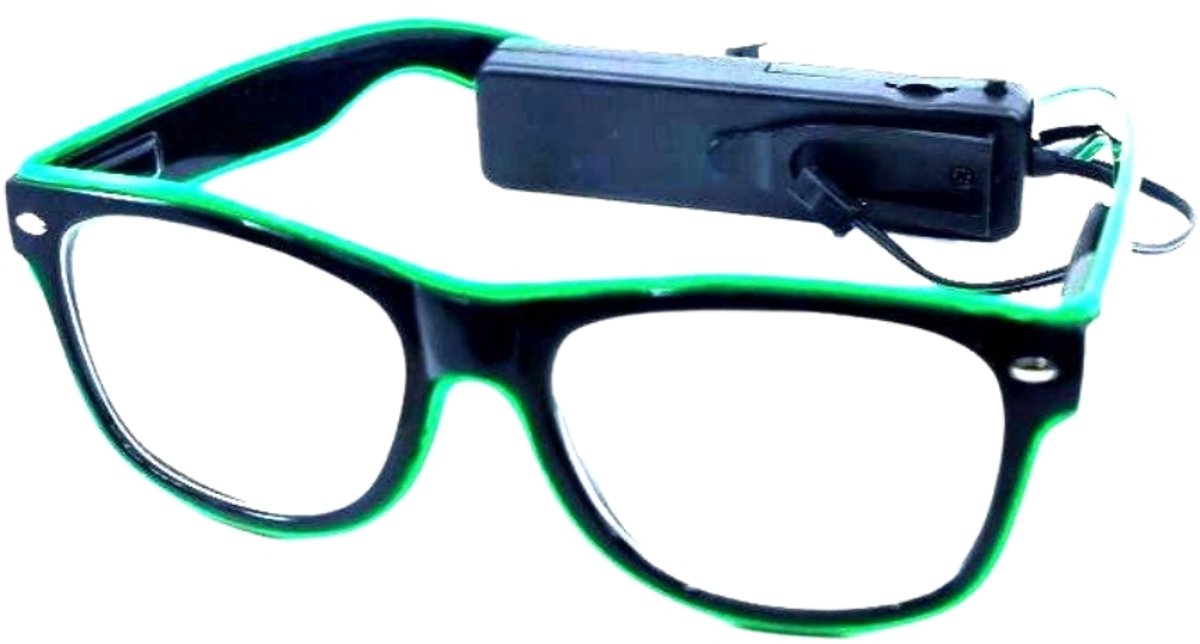   R&B LED Partybril – Groen – UV400 Neon - Batterij-Aangedreven Feestbril - Techno Party Glasses - Men & Women - Lichtgevende Bril - Bril met LED verlichting - Bril met Licht - Perfect voor Feesten & Bruiloften & Koningsdag