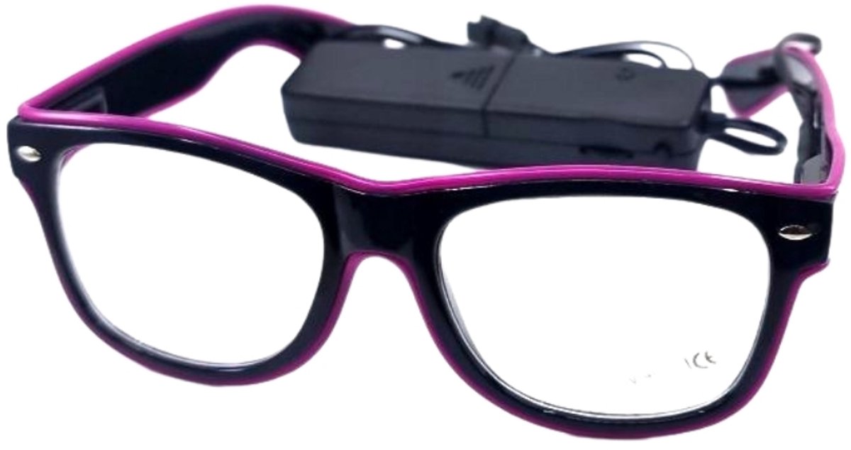   R&B LED Partybril – Paars – UV400 Neon - Batterij-Aangedreven Feestbril - Techno Party Glasses - Men & Women - Lichtgevende Bril - Bril met LED verlichting - Bril met Licht - Perfect voor Feesten & Bruiloften & Koningsdag