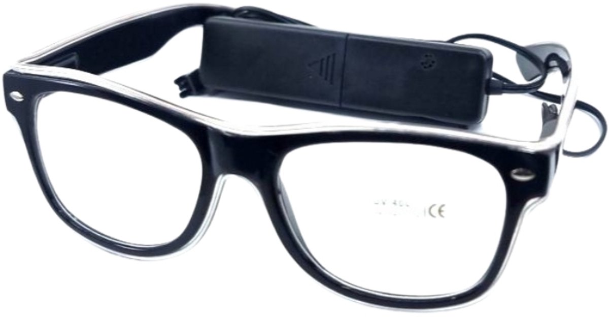   R&B LED Partybril – Wit – UV400 Neon - Batterij-Aangedreven Feestbril - Techno Party Glasses - Men & Women - Lichtgevende Bril - Bril met LED verlichting - Bril met Licht - Perfect voor Feesten & Bruiloften & Koningsdag