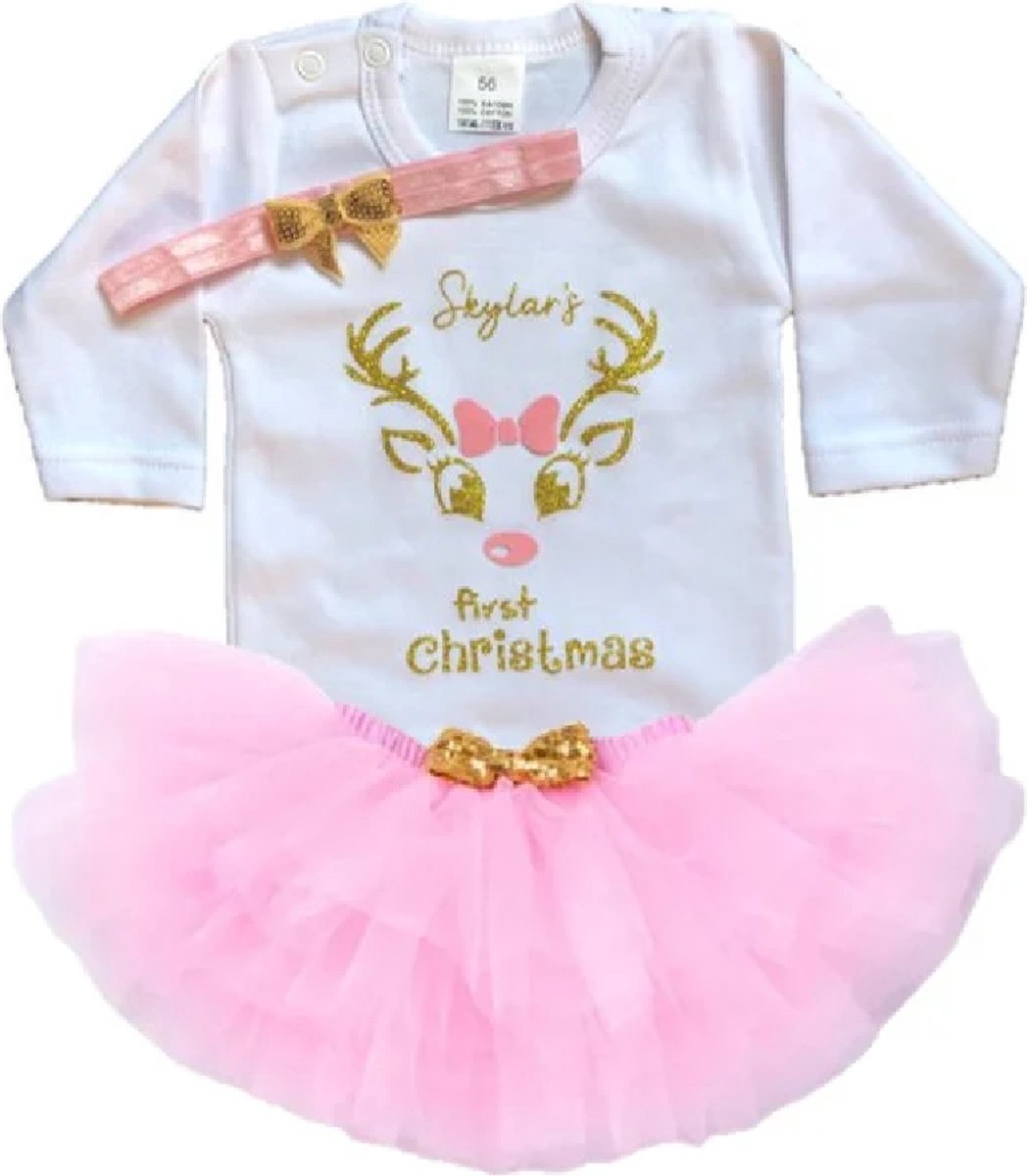 Kerst set-kerstkleding-baby-kleedje-tutu-first christmas-eerste kerstmis (mt 74)