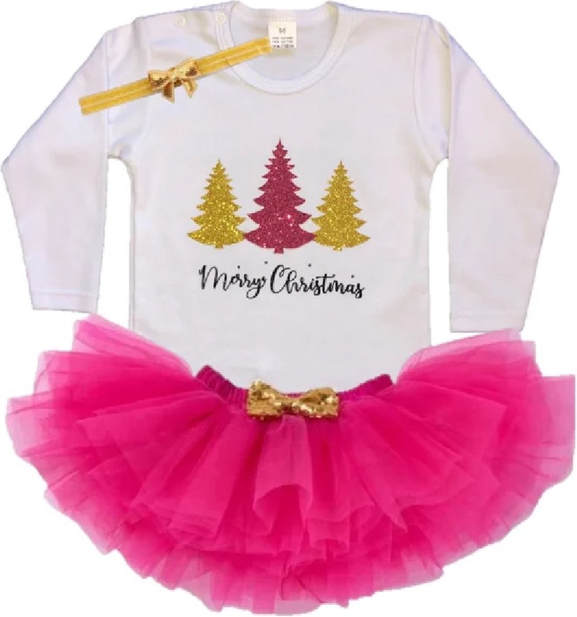 Kerst set-kerstkleding-meisje-baby-tutu-kerstbomen-merry christmas-fotoshoot (mt 86)