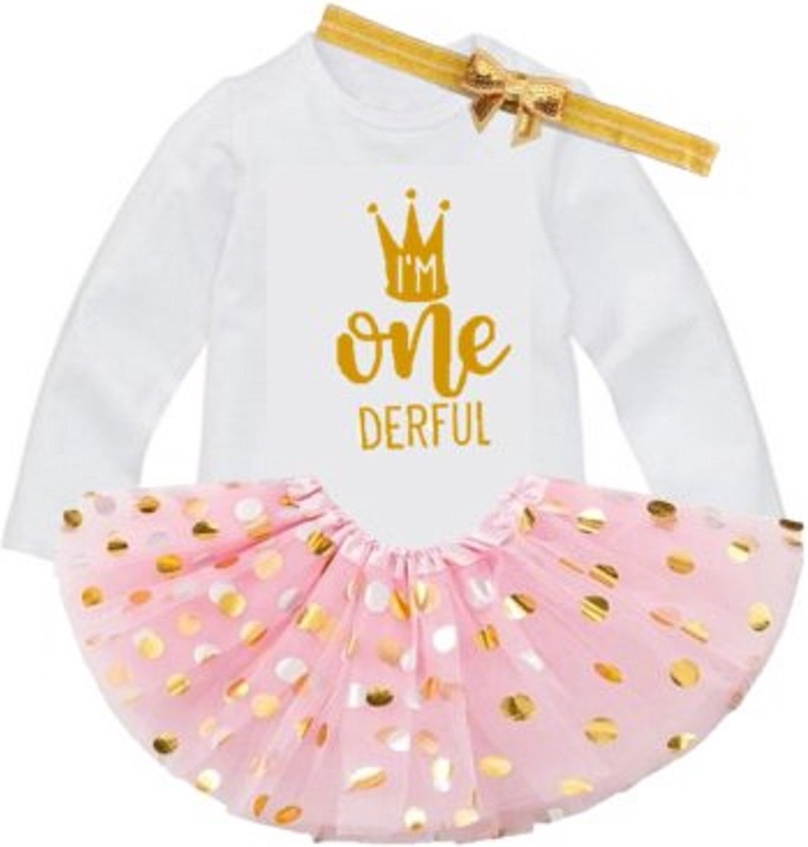 Verjaardag, set, eerste verjaardag, one, onederful, tutu, baby, 1 jaar (mt 80)