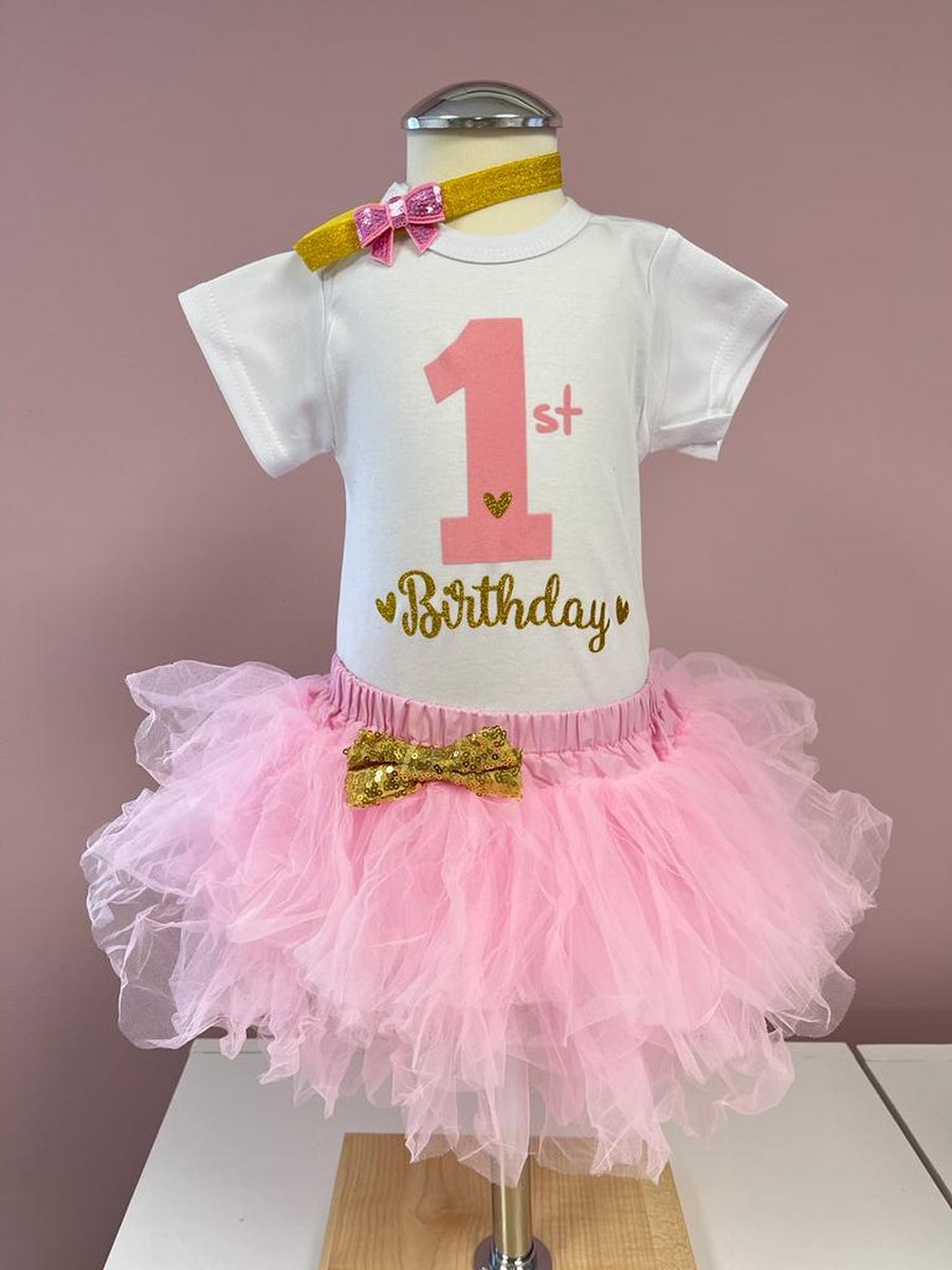 Verjaardag setje-verjaardag outfit-meisje-girl-verjaardag jurk-kleedje-eerste verjaardag-1 jaar-one-jarig-feestkleding-kinderverjaardag-set Dewi (mt 86)