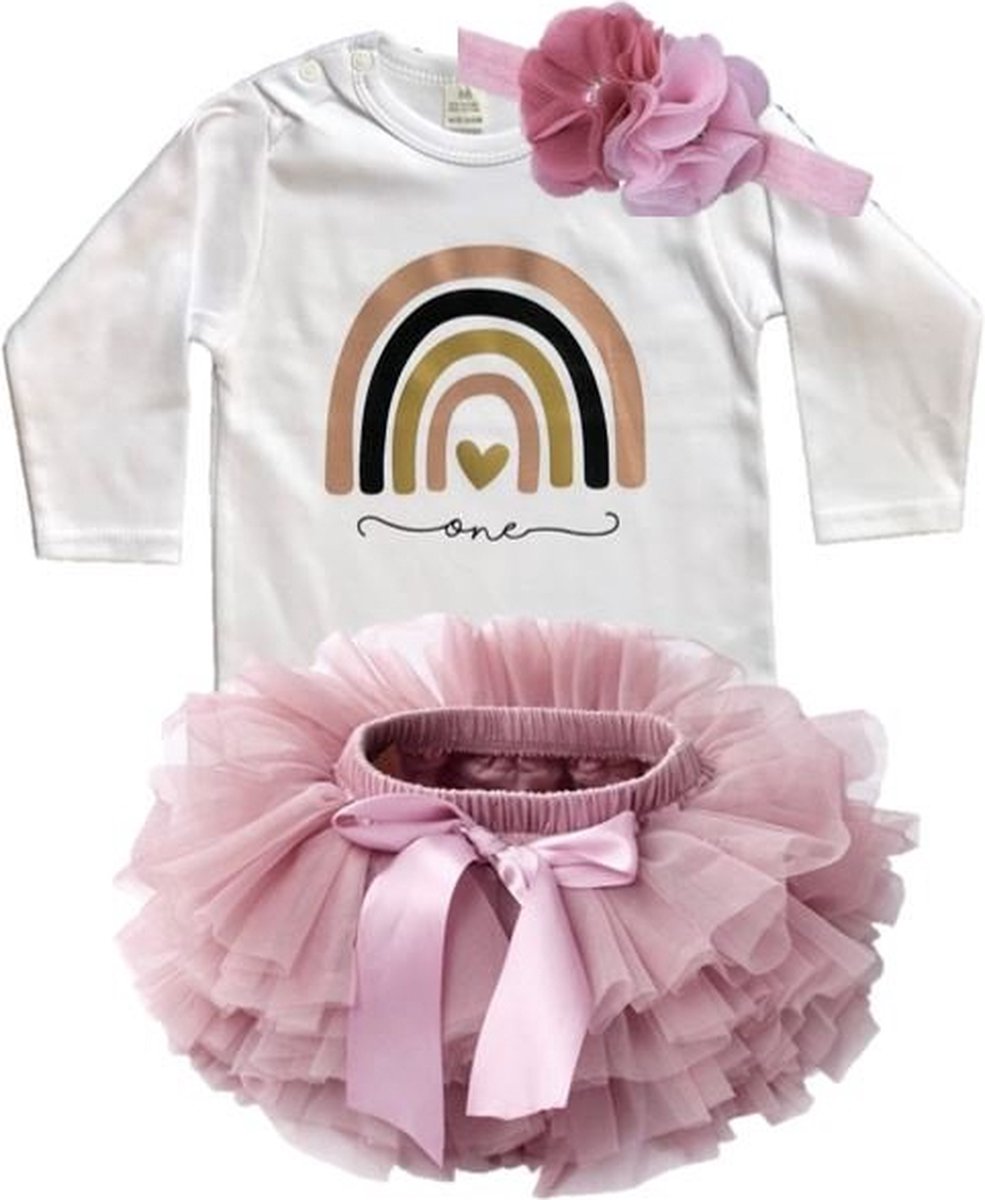 Verjaardagset, regenboog, rainbow, one, eerste, 1 jaar, verjaardag, tutu, cake smash (mt 80)