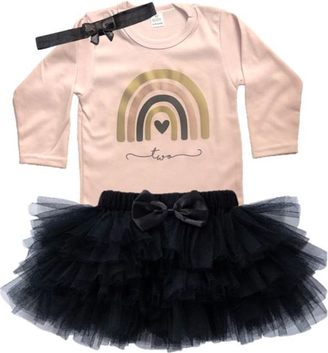 Verjaardagset-tutu-two-2 jaar-birthday-regenboog (mt 86)