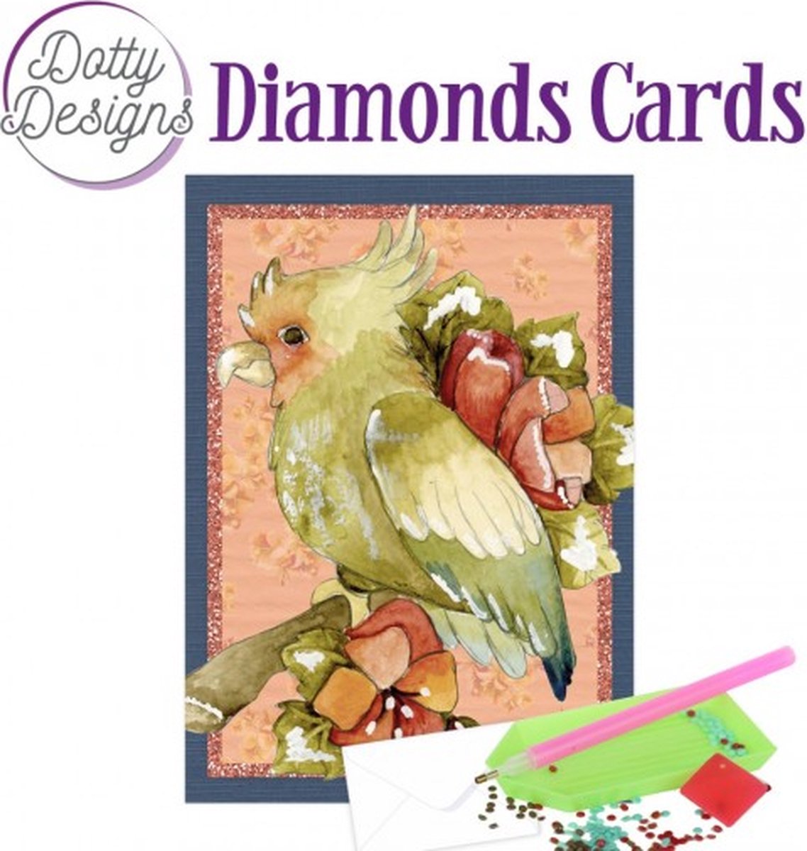 Diamond painting kaart Dotty Designs Diamond Cards - Cockatoo