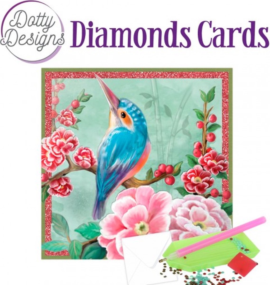 Diamond painting kaart Dotty Designs Diamond Cards - Kingfisher