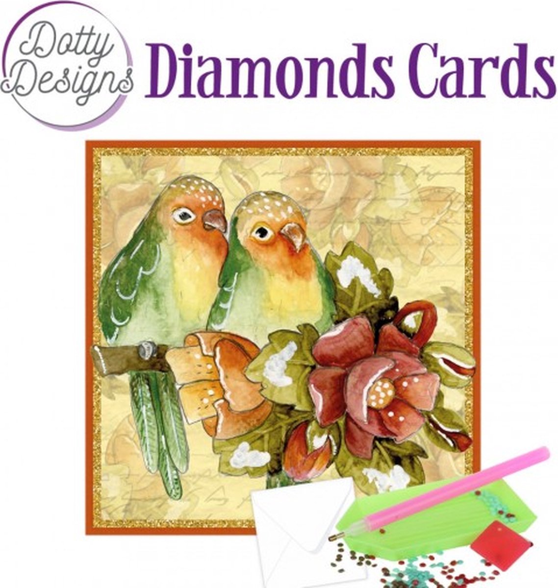 Diamond painting kaart Dotty Designs Diamond Cards - Lovebirds