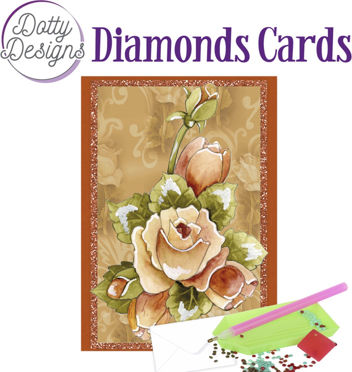 Dotty Designs Diamond Cards - Orange Roses