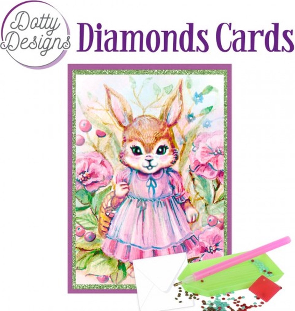 Dotty Designs Diamond Cards - Rabbit in dress