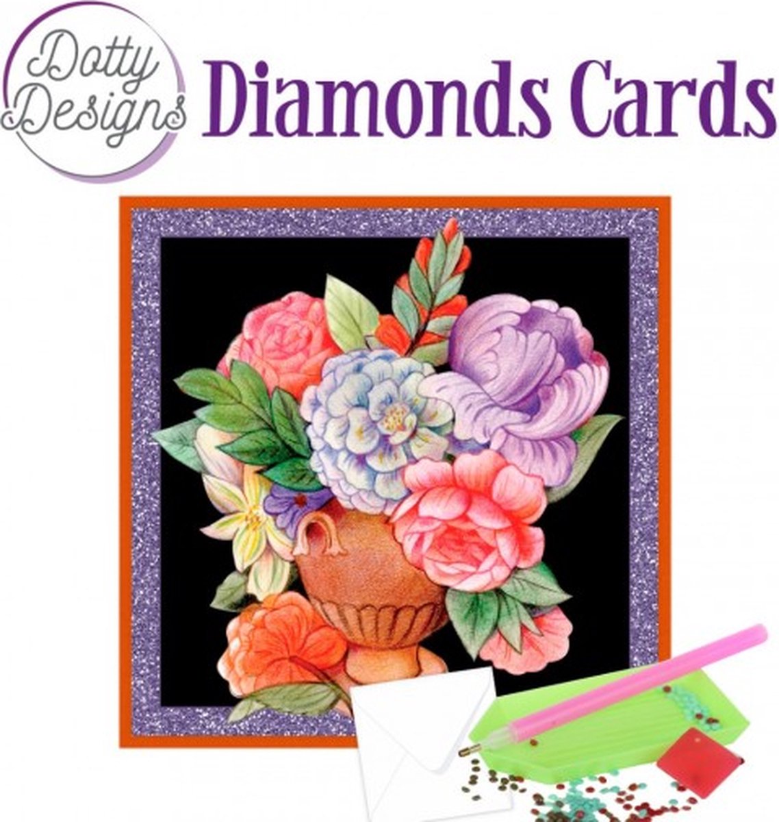 Dotty Designs Diamond Cards - Vase with flowers