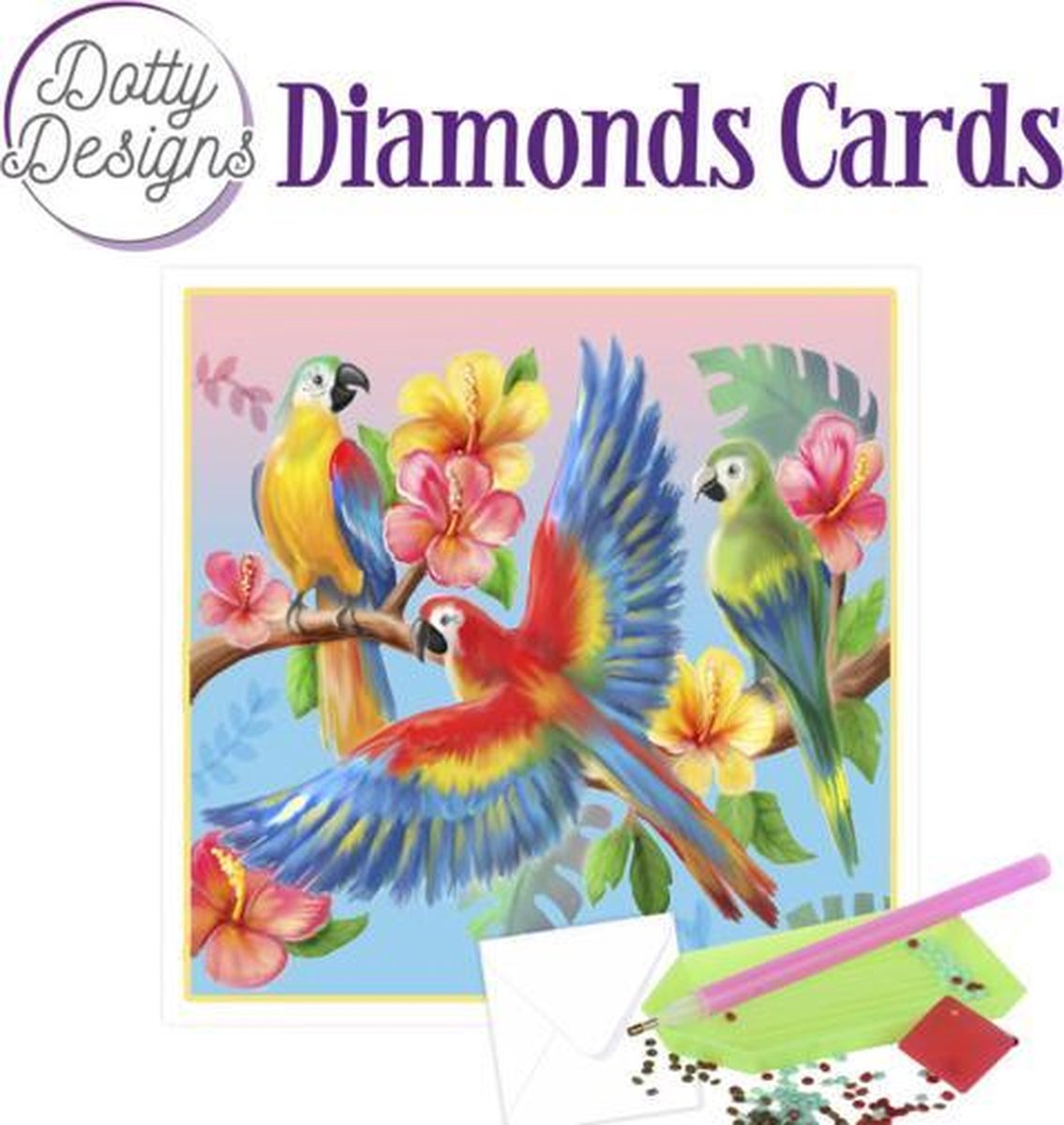 Diamonds Cards - Dotty Desings - Parrot - Kaart  - Papegaai