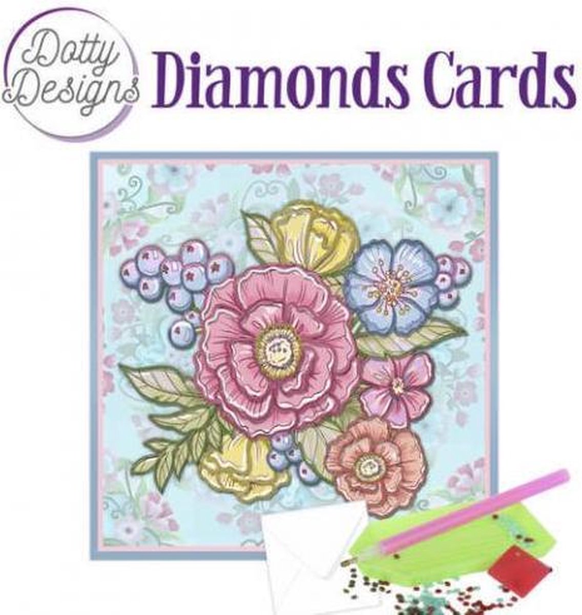 Dotty Design Diamond Painting Kaart Bloemen