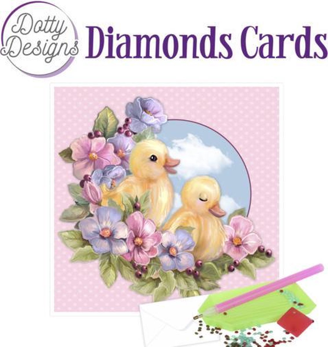 Dotty Design Diamond Painting Kaart Eendjes