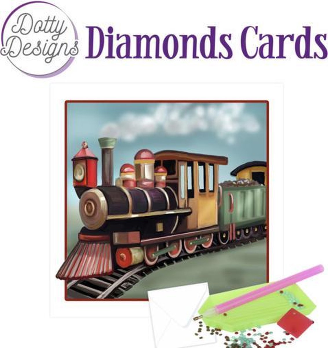 Dotty Design Diamond Painting Kaart Trein