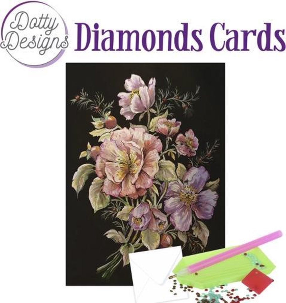   Diamond Cards - Roses in Black DDDC1025