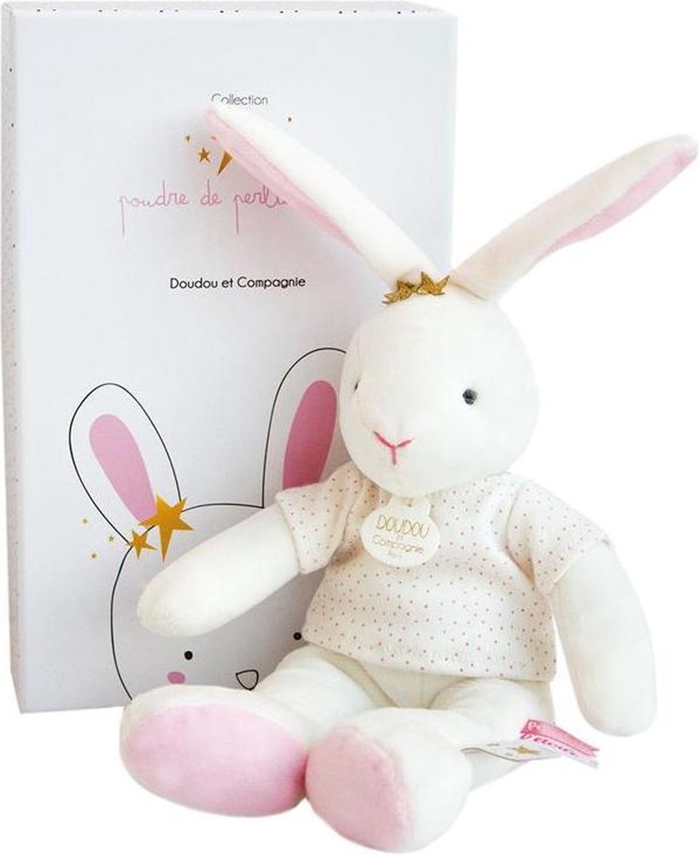 DouDou et Compagnie - Konijntje roze met goud in cadeau verpakking - DC3516