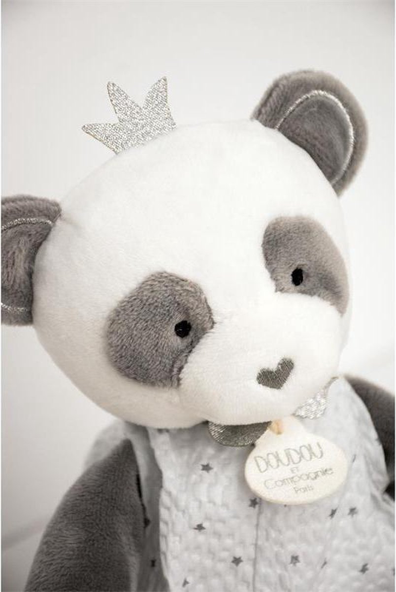 DouDou et Compagnie - Panda knuffel met zilver in cadeau verpakking DC354