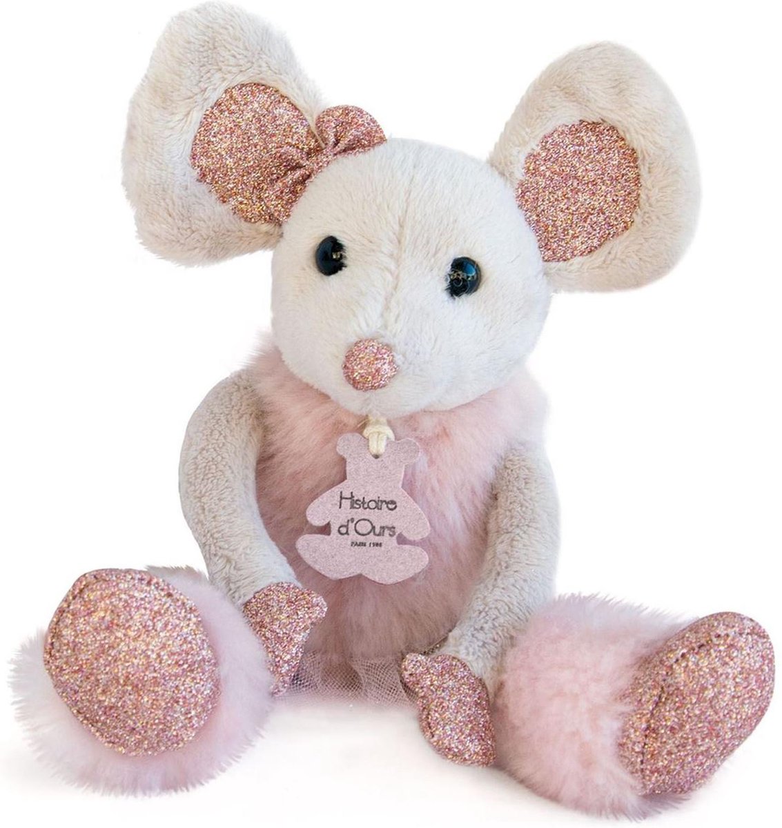 Doudou et Compagnie Knuffel Muis 25 cm met glitters