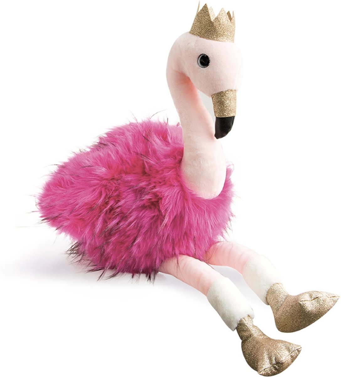 Roze Flamingo knuffel  80 cm, flamingo knuffel roze met goud, Dou Dou et Compagnie