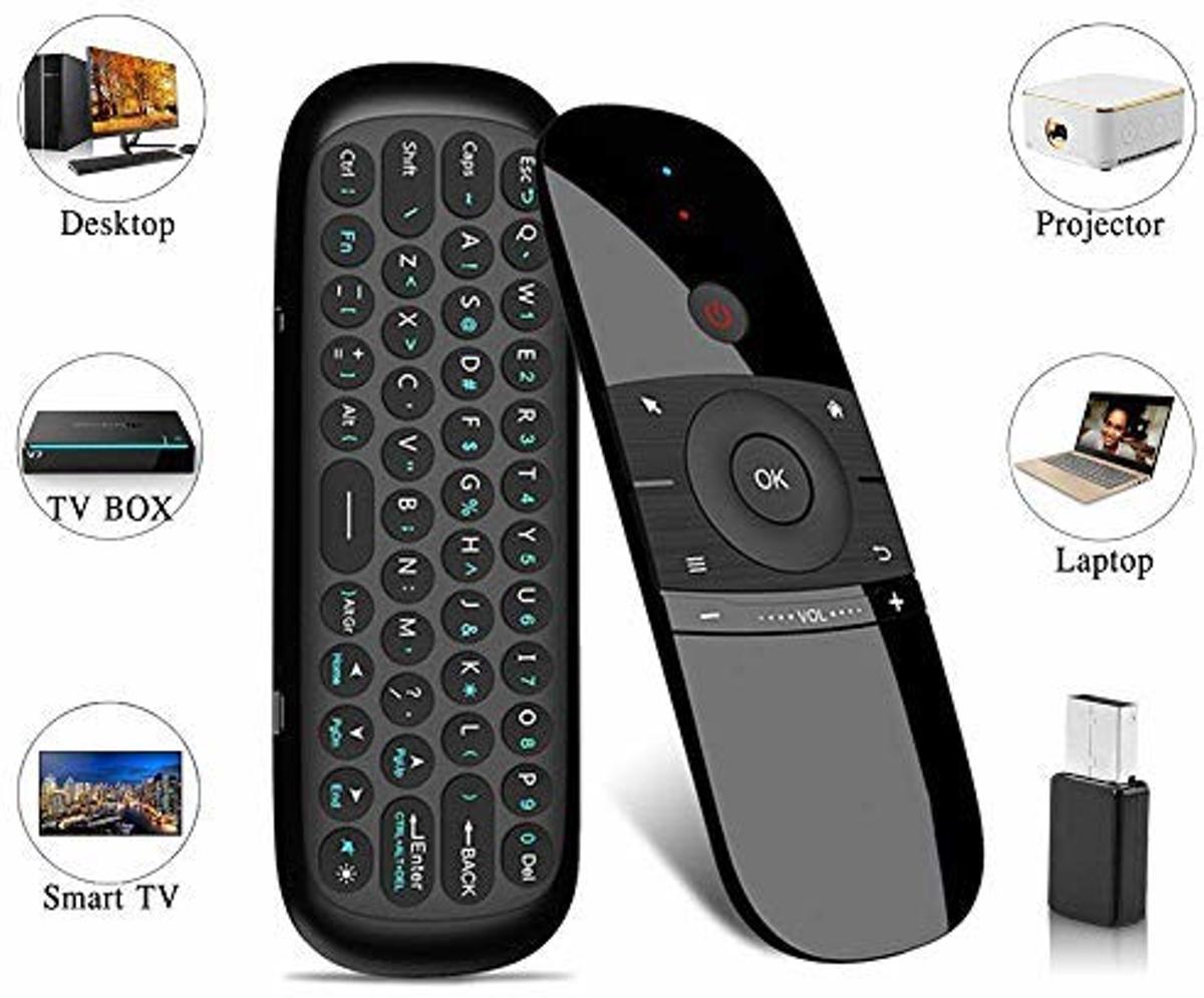 DrPhone Air Mouse – Air Remote Mouse – 57B draadloos toetsenbord – 2.4G Smart TV Remote met muis – Game Handvat – Android-afstandsbediening voor Android TV Box / pc / Smart TV / projector / Beamer / HTPC / All-in-one pc / tv – Zwart