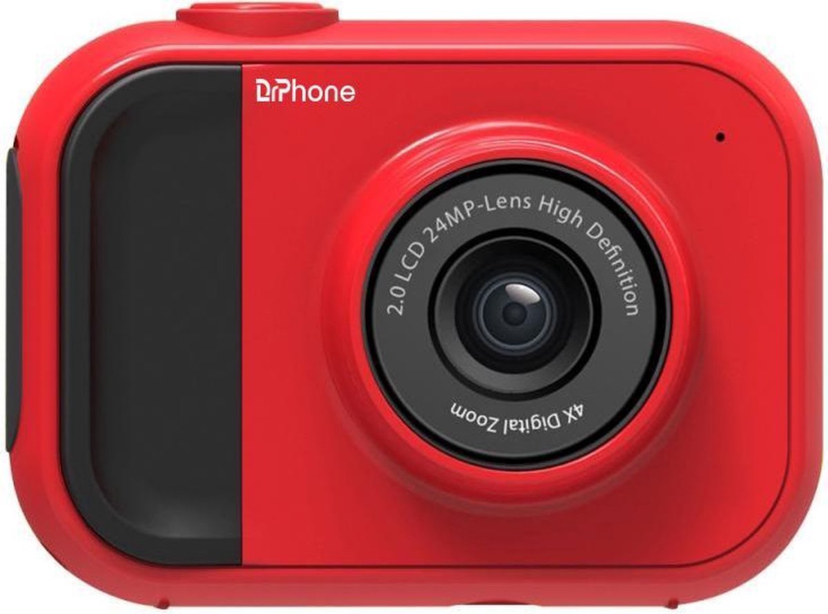 DrPhone DKC V2 Digitale Kindercamera - 1080P - 12 Megapixel -2 Inch Scherm - 4x zoom inclusief 32 GB Geheugenkaart – Rood