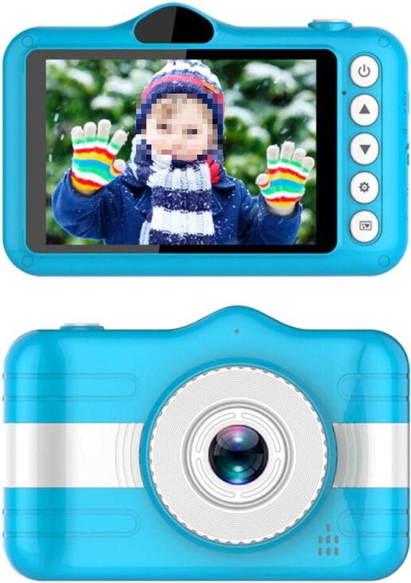 DrPhone Digitale KidsCamera Pro – 3.5inch Scherm – Video & Fotoshoot – Selfie Functionaliteit – Uitbreidbaar Geheugen – Blauw