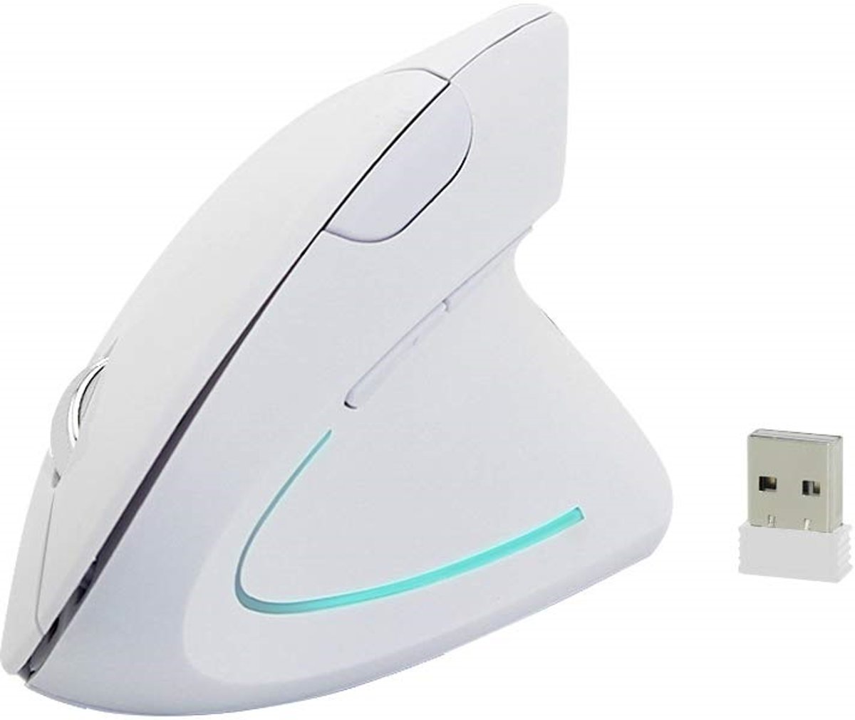 DrPhone Ergonomische Verticale Muis - Wireless Draadloze muis- 2,4 GHz met 3 verstelbare DPI opties 800/1200/1600 - 6 knoppen - voor o.a Laptops, Pc, Macbook, Linux, desktops enz – Wit