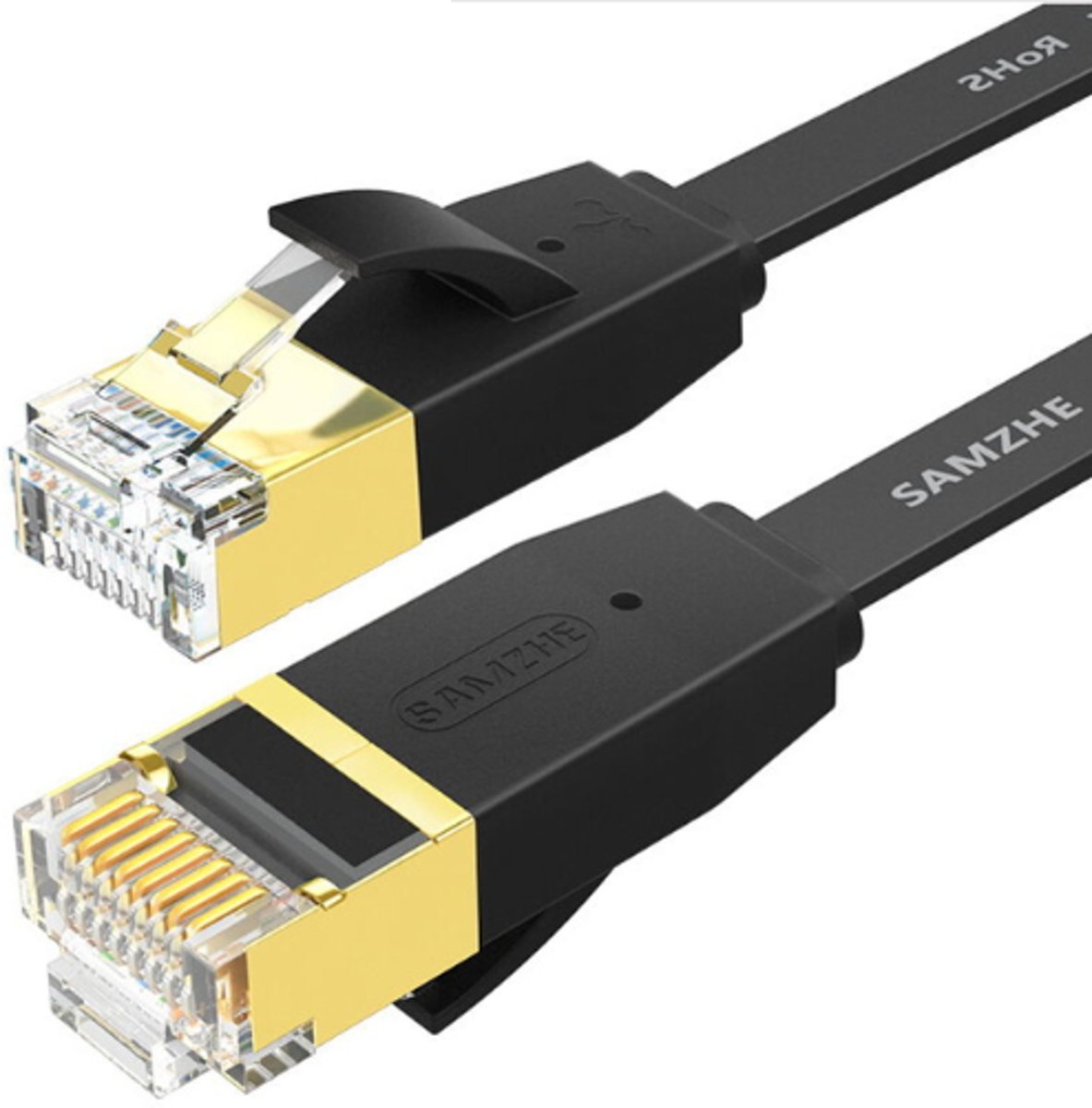 DrPhone Ethernetkabel CAT6 Platte RJ45 Lan Netwerk - 1Gbps (1000 Mbps) geschikt voor Computer Router Laptop etc  - 10 Meter - Zwart