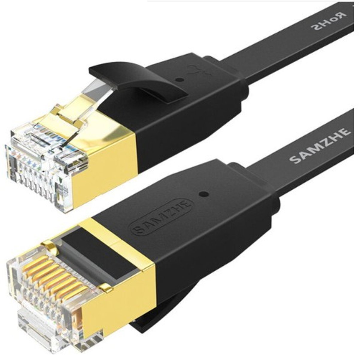 DrPhone Ethernetkabel CAT6 Platte RJ45 Lan Netwerk Kabel - 1Gbps (1000 Mbps) geschikt voor Computer Router Laptop etc  - 1 Meter - Zwart