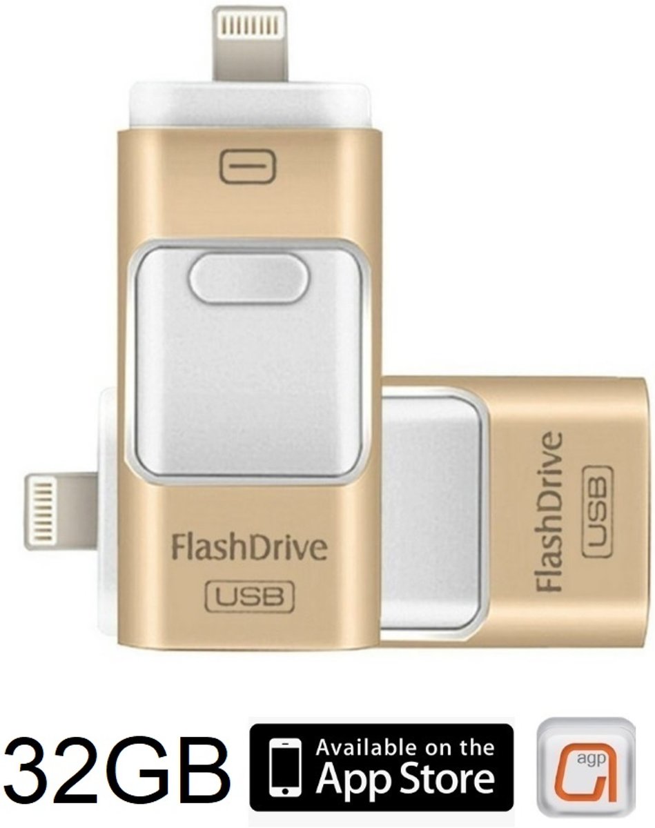 DrPhone Flashdrive 32 GB USB Stick iPhone / iPad / Samsung USB Stick - Micro USB Naar USB Type A - Geheugenstick Data Transfer -  Geschikt voor Android  / Apple  / Mac / Windows - Overzetten bestanden - Plug & Play + Extra Opslag - Zilver