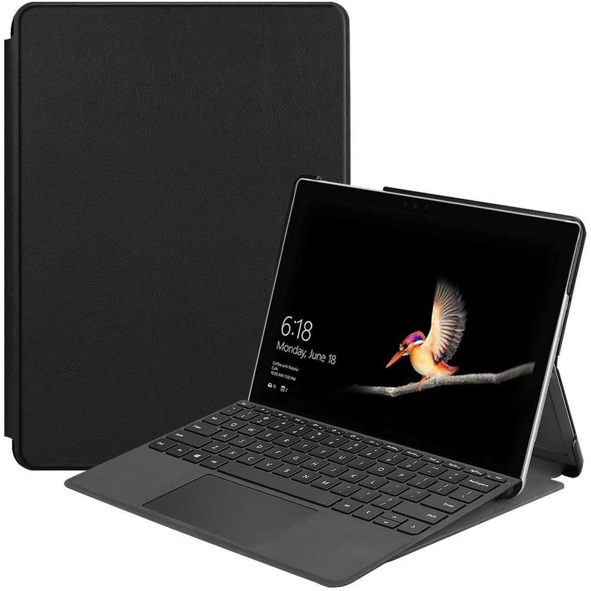 DrPhone Genos Series - Luxe Surface Pro Cover / Hoes Met PU Leder en Zachte Microfiber - Op maat gemaakte Case - Zwart