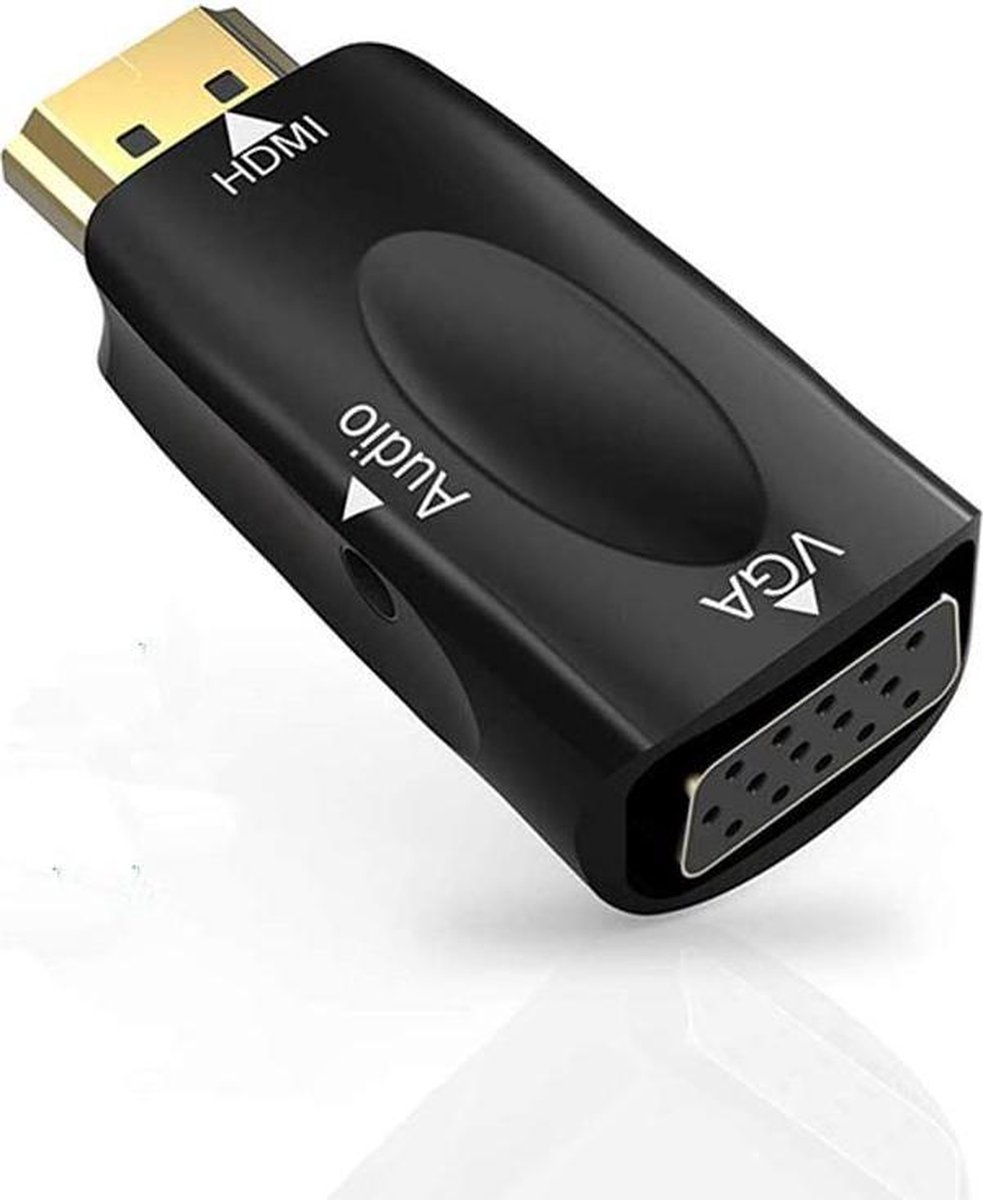 DrPhone HVA HDMI naar VGA Converteradapter - Vergulde Beeldschermpoort Adapter met Audio-uitgang – Zwart