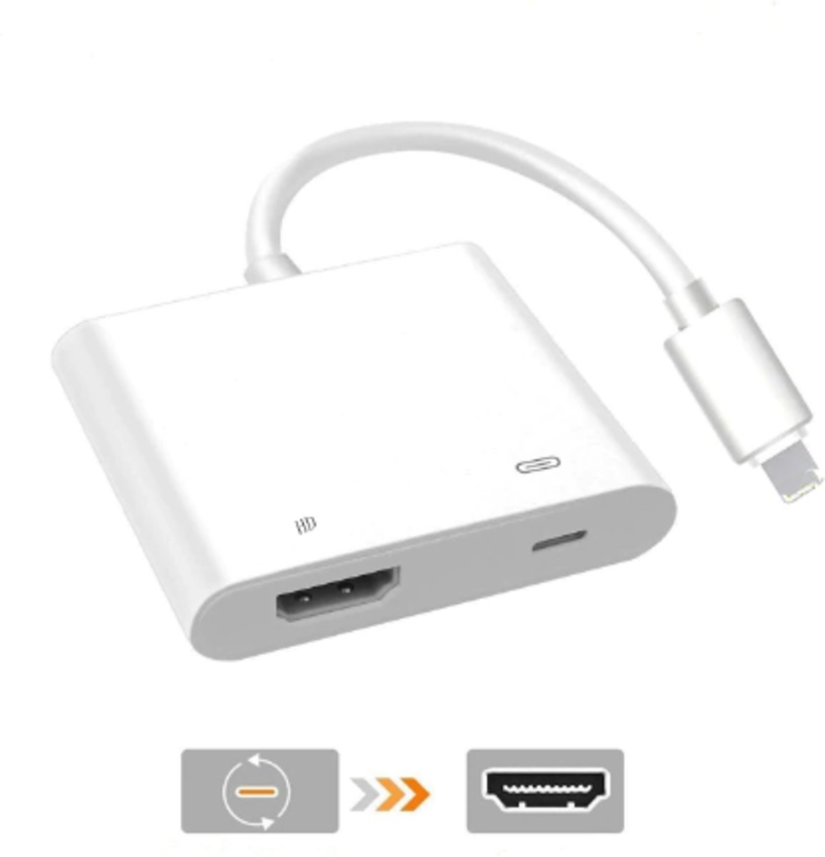 DrPhone Lightning Digital AV Adapter - HDMI naar lightning kabel - iPhone XS / X / XS Max / XR / iPhone 5 / 6 / 7 / 8 / Plus / iPad Pro / Air / Mini Modellen