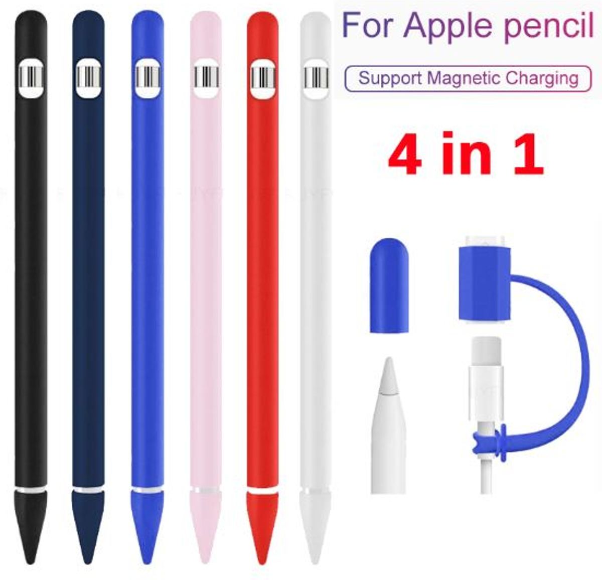 DrPhone P1 – 4 in 1 Stylus Siliconen Pouch Sleeve geschikt voor Apple pencil 1ste Genaratie - Roze