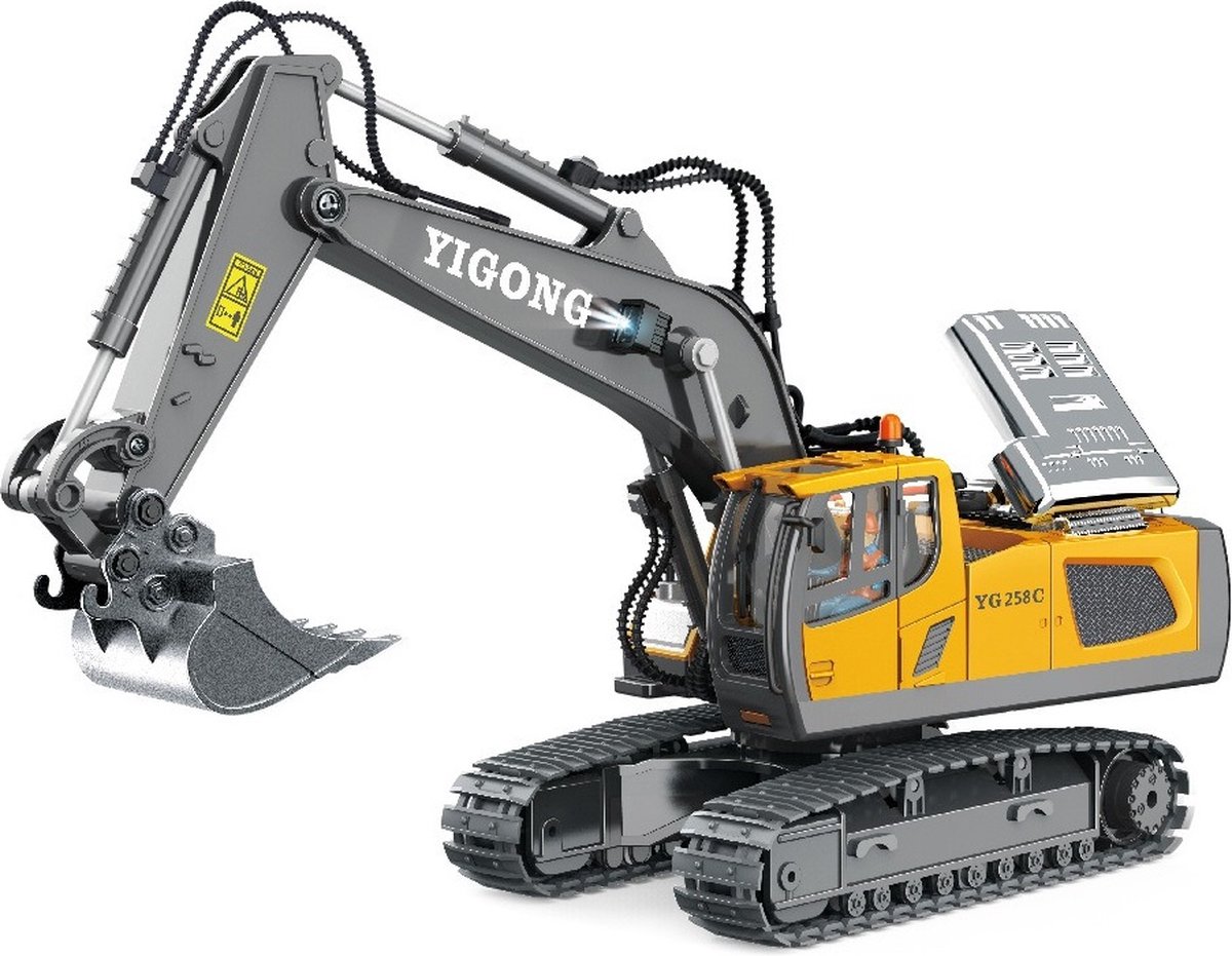 DrPhone RCGM - RC 1:20 Graafmachine – 11 Kanaal Graafmachine – Bestuurbare Mini Graafmachine – Radio Control Graafmachine – Geel