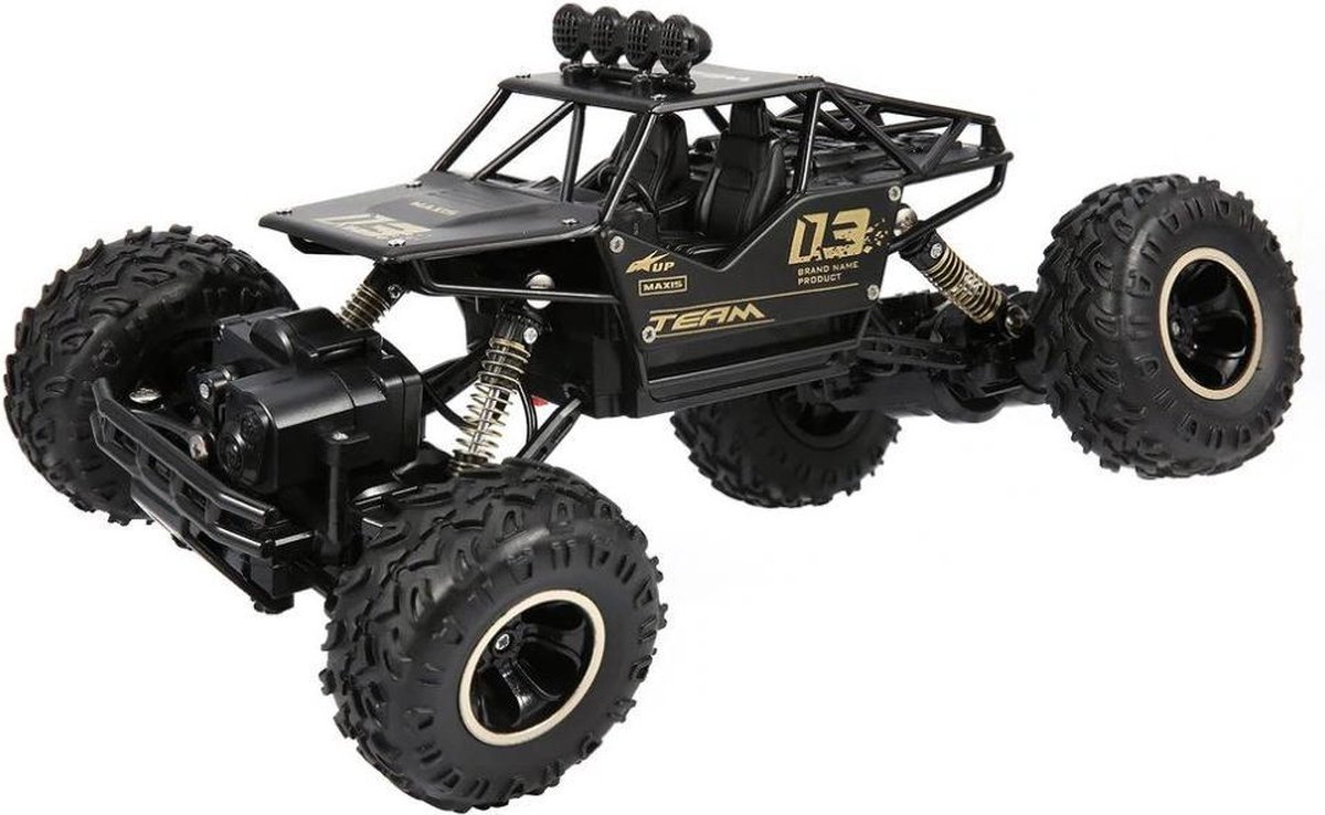   RCX - RC Auto 4WD - 1:16 - 4WD - Off Road - Remote Control Auto met Accu - Aluminium Materiaal met Veren - Zwart